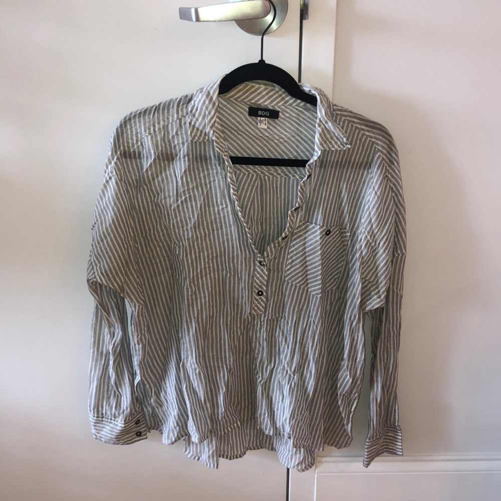 BDG half button down stripe top